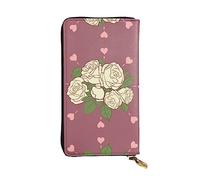 SamLng Portefeuille long en cuir imprimé rose d'amour blanc - Personnalisé, confortable et léger avec porte-cartes et poche pour pièces de monnaie