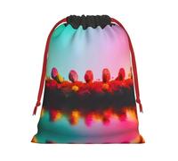 SamLng Sac cadeau avec cordon de serrage de taille moyenne - Art coloré et lumineux parfait pour Noël, les vacances et les fêtes - Sacs à bonbons et sacs à friandises