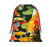 SamLng Sac cadeau moyen avec cordon de serrage - Joli poisson koï japonais parfait pour Noël, les vacances et les fêtes - Sacs à bonbons et sacs à friandises