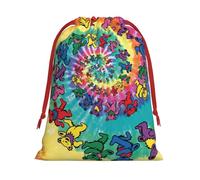 SamLng Sac cadeau moyen avec cordon de serrage - Ours dansant - Parfait pour Noël, les vacances et les fêtes - Sacs à bonbons et sacs à friandises