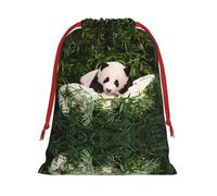 SamLng Sacs cadeaux de taille moyenne avec cordon de serrage - Sacs cadeaux de Noël mignons petit panda, cadeaux de vacances, sacs à bonbons, sacs à friandises