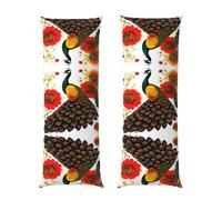 SamLng Taie d'oreiller longue pour le corps Motif paon 50,8 x 152,4 cm - Doux, respirant, avec fermeture éclair, idéal pour la décoration de la maison