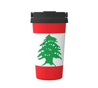 SamLng Tasse à café isotherme avec poignée Motif drapeau du Liban Grande capacité pour la maison, le bureau et les déplacements
