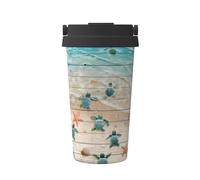 SamLng Tasse à café isotherme de transport tortue de mer et étoile de mer - avec poignée, gobelet de voyage haute capacité pour la maison, le bureau et les déplacements