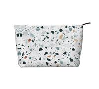 SamLng Terrazzo Trousse de maquillage en velours côtelé pastel avec fermeture éclair - Pochette pratique pour le maquillage des femmes - Noir, taille unique