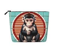 SamLng The Silent Monkey Organiseur de toilette polyvalent - Faux chanvre - Trousse de maquillage réutilisable avec pochette à fermeture éclair, noir, One Size