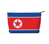 SamLng Trousse de maquillage en velours côtelé avec motif drapeau coréen - Organisateur de cosmétiques et de toilette à fermeture éclair - Pochette pratique pour le maquillage des femmes, noir, taille