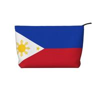 SamLng Trousse de maquillage en velours côtelé avec motif drapeau des Philippines - Organiseur de cosmétiques et de toilette - Pochette pratique pour le maquillage des femmes, noir, taille unique