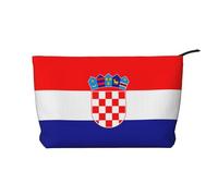 SamLng Trousse de maquillage en velours côtelé drapeau de la République de Croatie - Organiseur de cosmétiques et de toilette avec fermeture éclair - Pochette pratique pour le maquillage des femmes