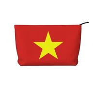 SamLng Trousse de maquillage en velours côtelé drapeau vietnamien - Organiseur de cosmétiques et de toilette avec fermeture éclair - Pochette pratique pour le maquillage des femmes, noir, taille