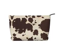 SamLng Trousse de maquillage en velours côtelé imprimé fourrure de vache - Organiseur de cosmétiques et de toilette à fermeture éclair - Pochette pratique pour le maquillage des femmes, noir, taille