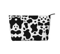 SamLng Trousse de maquillage en velours côtelé noir et blanc avec fermeture éclair - Trousse pratique pour le maquillage des femmes - Taille unique