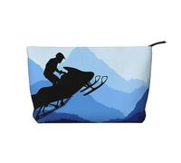 SamLng Trousse de maquillage en velours côtelé pour motoneige - Organiseur de cosmétiques et de toilette avec fermeture éclair - Pochette pratique pour le maquillage des femmes, noir, taille unique