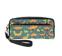 SamLng Trousse de maquillage réutilisable - Beaucoup de petits sacs de maquillage en cuir imprimé dinosaure pour voyage, organisateur de toilette avec fermeture éclair, noir, One Size