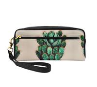 SamLng Trousse de maquillage réutilisable - Cactus Art Print Petite trousse de maquillage en cuir pour voyage, trousse de toilette avec fermeture éclair, noir, One Size