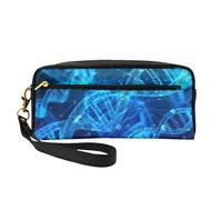 SamLng Trousse de maquillage réutilisable - Chaîne ADN en cuir avec impression photo - Petite trousse de maquillage pour voyage, trousse de toilette avec fermeture éclair, noir, One Size