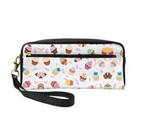 SamLng Trousse de maquillage réutilisable - Délicieux Cupcakes Imprimés Petite trousse de maquillage en cuir pour voyage, organisateur de toilette avec fermeture éclair, noir, One Size