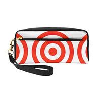 SamLng Trousse de maquillage réutilisable - Design cible en cuir imprimé Petite trousse de maquillage pour voyage, organiseur de toilette avec fermeture éclair, noir, One Size