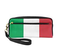 SamLng Trousse de maquillage réutilisable - Drapeau de l'Italie - Petite trousse de maquillage en cuir pour voyage, organiseur de toilette avec fermeture éclair, noir, One Size