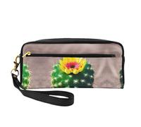 SamLng Trousse de maquillage réutilisable - En cuir imprimé cactus fleuri - Petite trousse de maquillage pour voyage, trousse de toilette avec fermeture éclair, noir, One Size