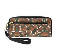 SamLng Trousse de maquillage réutilisable - En cuir imprimé de football vert - Petite trousse de maquillage pour voyage, trousse de toilette avec fermeture éclair, noir, One Size