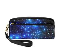 SamLng Trousse de maquillage réutilisable - En cuir imprimé étoiles galaxie - Petite trousse de maquillage pour voyage, trousse de toilette avec fermeture éclair, noir, One Size