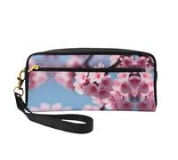 SamLng Trousse de maquillage réutilisable - En cuir imprimé fleurs de cerisier - Petite trousse de maquillage pour voyage, trousse de toilette avec fermeture éclair, noir, One Size