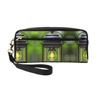 SamLng Trousse de maquillage réutilisable - En cuir imprimé luciole et lanterne - Petite trousse de maquillage pour voyage, trousse de toilette avec fermeture éclair, noir, One Size