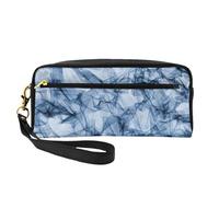 SamLng Trousse de maquillage réutilisable - En cuir imprimé marbre bleu foncé - Petite trousse de maquillage pour voyage, trousse de toilette avec fermeture éclair, noir, One Size