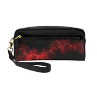 SamLng Trousse de maquillage réutilisable - Explosion Burst en cuir imprimé rouge et noir - Petite trousse de maquillage pour voyage, trousse de toilette avec fermeture éclair, noir, One Size