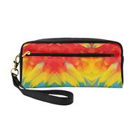 SamLng Trousse de maquillage réutilisable - Fantastique trousse de maquillage en cuir imprimé plumes de perroquet pour voyage, organisateur de toilette avec fermeture éclair, noir, One Size