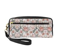 SamLng Trousse de maquillage réutilisable - Fleur Paris Tour Eiffel Imprimée Petite trousse de maquillage en cuir pour voyage, trousse de toilette avec fermeture éclair, noir, One Size