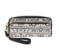 SamLng Trousse de maquillage réutilisable - Gris imprimé tribal petite trousse de maquillage pour voyage, trousse de toilette avec fermeture éclair, noir, One Size