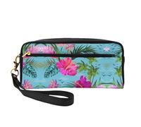 SamLng Trousse de maquillage réutilisable - Hello Hawaï - Petite trousse de maquillage en cuir imprimé pour voyage, trousse de toilette avec fermeture éclair, noir, One Size