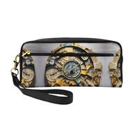 SamLng Trousse de maquillage réutilisable - Horloge Art Print Petite trousse de maquillage en cuir pour voyage, organiseur de toilette avec fermeture éclair, noir, One Size