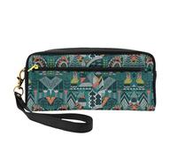 SamLng Trousse de maquillage réutilisable - Imprimé animaux verts - Petite trousse de maquillage en cuir pour voyage, trousse de toilette avec fermeture éclair, noir, One Size