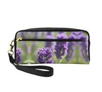 SamLng Trousse de maquillage réutilisable - Imprimé fleurs colorées lavande Petite trousse de maquillage en cuir pour voyage, organiseur de toilette avec fermeture éclair, noir, One Size