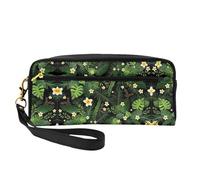 SamLng Trousse de maquillage réutilisable - Imprimé hawaïen - Petite trousse de maquillage en cuir pour voyage, trousse de toilette avec fermeture éclair, noir, One Size