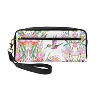 SamLng Trousse de maquillage réutilisable - Jardin avec oiseaux et fleurs Imprimés Petite trousse de maquillage en cuir pour voyage, organisateur de toilette avec fermeture éclair, noir, One Size