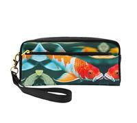 SamLng Trousse de maquillage réutilisable - Jolie trousse de maquillage en cuir imprimé de poisson koï pour voyage, organiseur de toilette avec fermeture éclair, noir, One Size