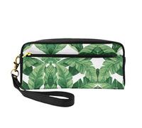 SamLng Trousse de maquillage réutilisable - Jolie trousse de maquillage en cuir imprimé feuilles de palmier vertes pour voyage, organiseur de toilette avec fermeture éclair, noir, One Size