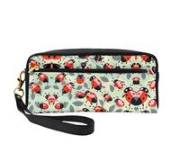 SamLng Trousse de maquillage réutilisable - Motif coccinelles - En cuir - Petite trousse de maquillage pour voyage, trousse de toilette avec fermeture éclair, noir, One Size