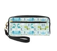 SamLng Trousse de maquillage réutilisable - Motif dinosaure - Petite trousse de maquillage en cuir pour voyage, organiseur de toilette avec fermeture éclair, noir, One Size