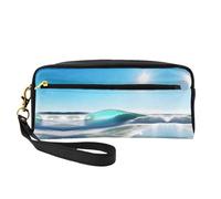 SamLng Trousse de maquillage réutilisable - Motif vague de ciel transparent - Petite trousse de maquillage en cuir avec fermeture éclair pour voyage, trousse de toilette, noir, One Size