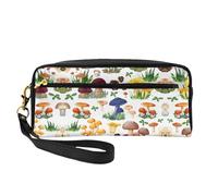 SamLng Trousse de maquillage réutilisable - Peinture japonaise en cuir imprimé champignon petite trousse de maquillage pour voyage, organisateur de toilette avec fermeture éclair, noir, One Size