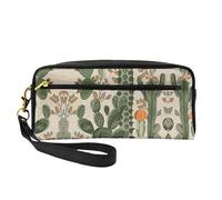 SamLng Trousse de maquillage réutilisable - Petit sac de maquillage en cuir imprimé cactus vert pour voyage, trousse de toilette avec fermeture éclair, noir, One Size