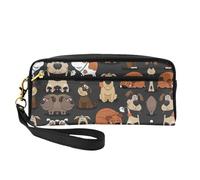 SamLng Trousse de maquillage réutilisable - Petit sac de maquillage en cuir imprimé chien Corgi pour voyage, trousse de toilette avec fermeture éclair, noir, One Size