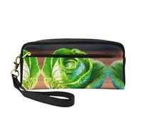 SamLng Trousse de maquillage réutilisable - Petit sac de maquillage en cuir imprimé chou vif pour voyage, organiseur de toilette avec fermeture éclair, noir, One Size