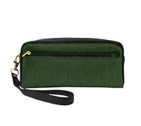 SamLng Trousse de maquillage réutilisable - Petit sac de maquillage en cuir imprimé de pétales floraux verts chasseurs pour voyage, trousse de toilette avec fermeture éclair, noir, One Size