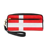 SamLng Trousse de maquillage réutilisable - Petit sac de maquillage en cuir imprimé drapeau danois du Danemark pour voyage, trousse de toilette avec fermeture éclair, noir, One Size